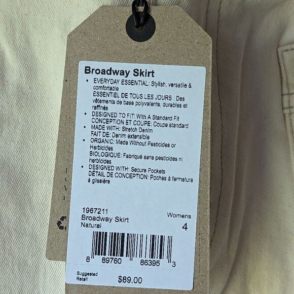 PRANA NWT Broadway Denim Stretch Skirt sz 4 in Natural - Picture 12 of 12